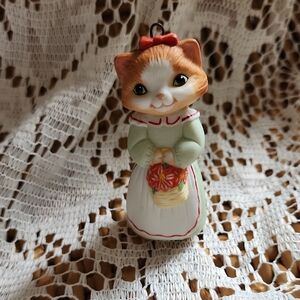 Vintage 1989 Hallmark Orange Cat Ornament With Bow